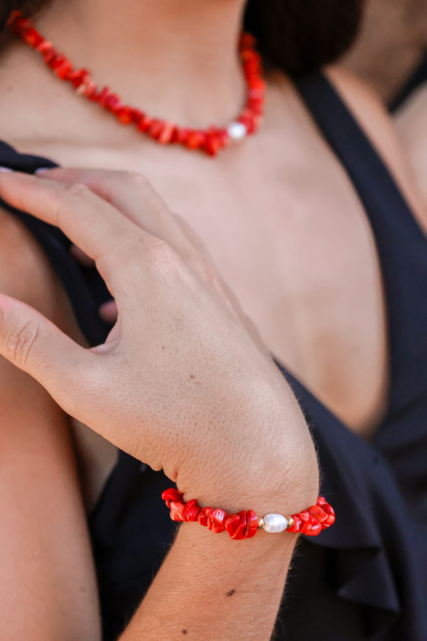 Bracelet - Davia x Corail Bambou & Perles de Culture