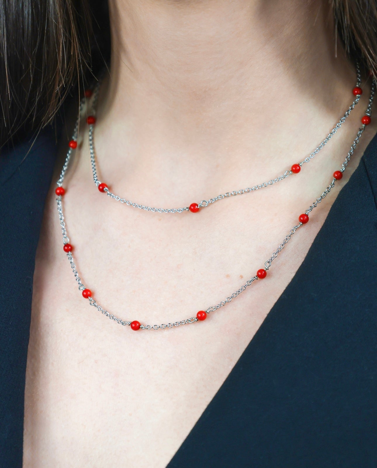 Collier - Stella Double x Corail Bambou
