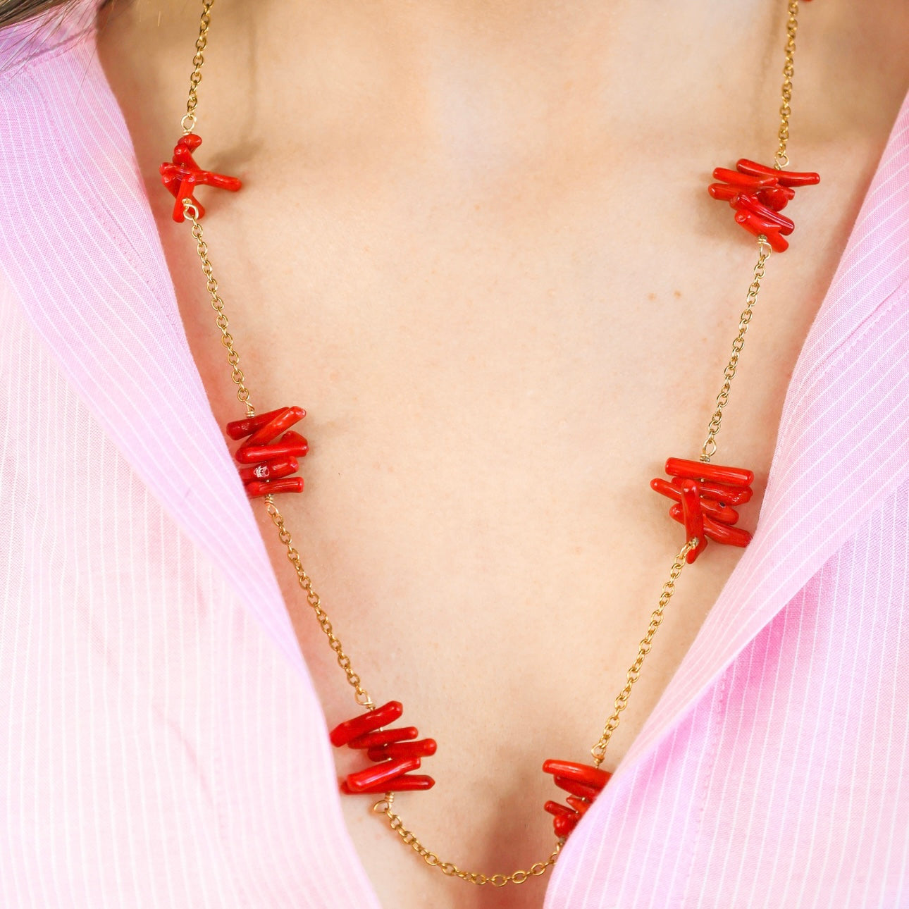Collier Sautoir - Antonella x Corail bambou