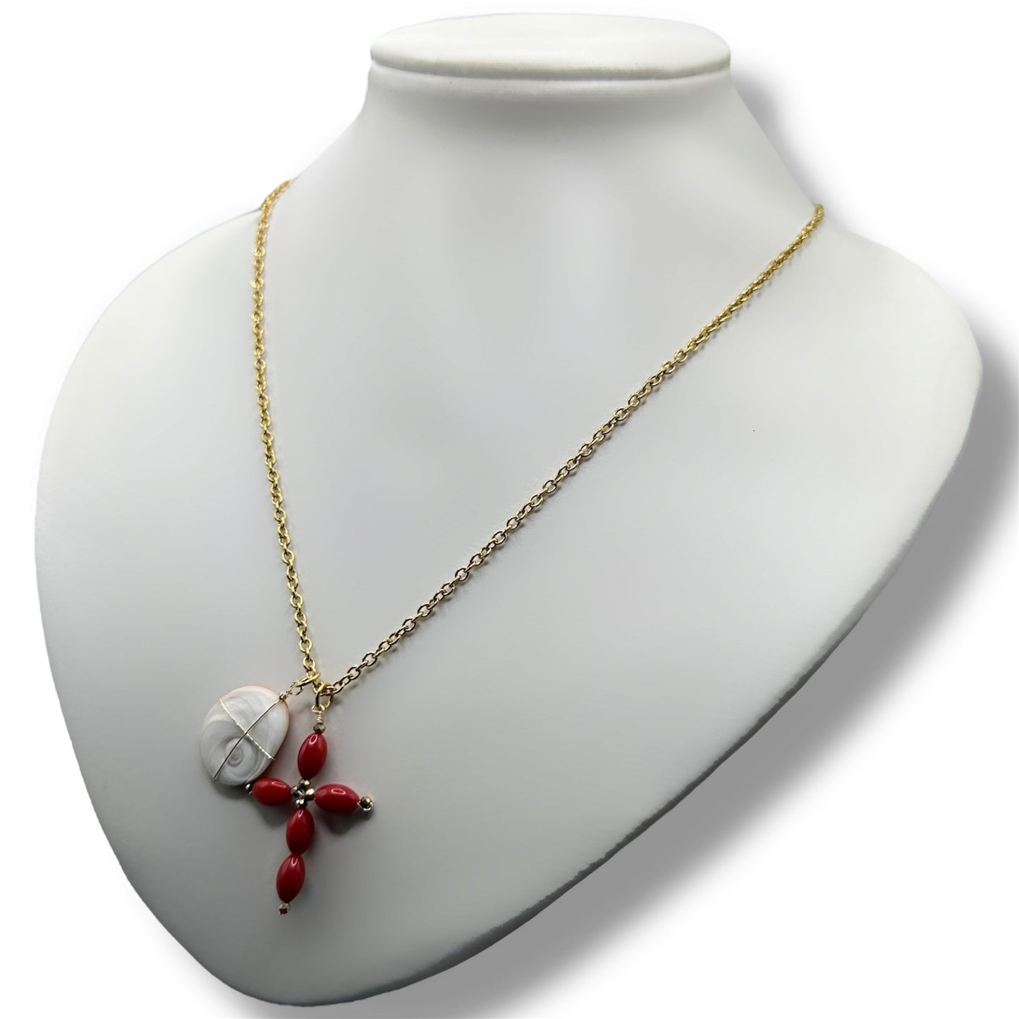 Collier - Santa Lucia x Œil de Sainte Lucie & Croix en Corail Bambou
