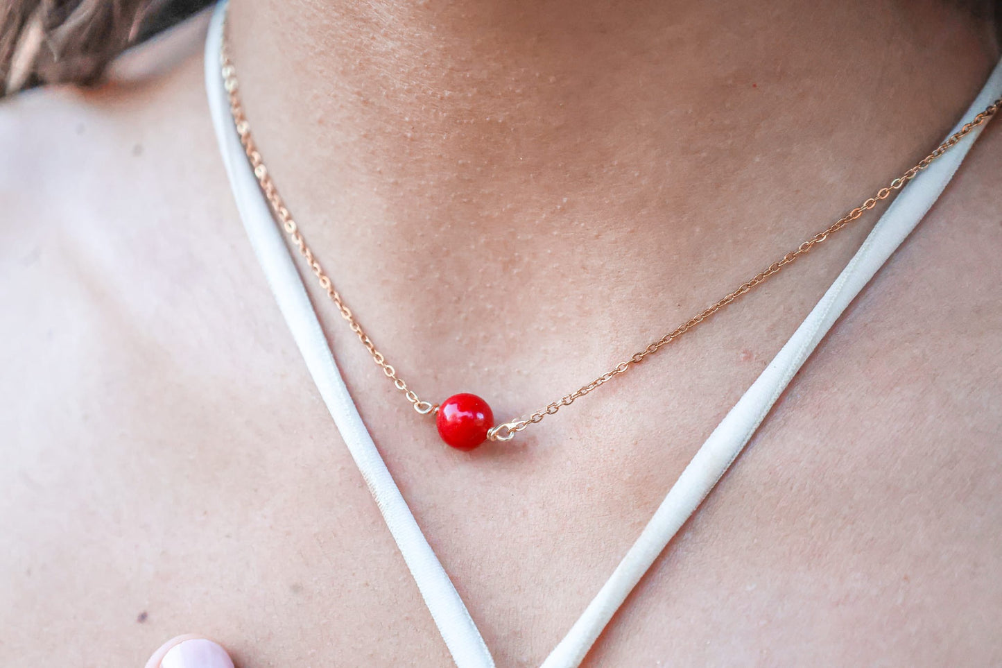 Collier - Aléna x Perle de Corail Bambou