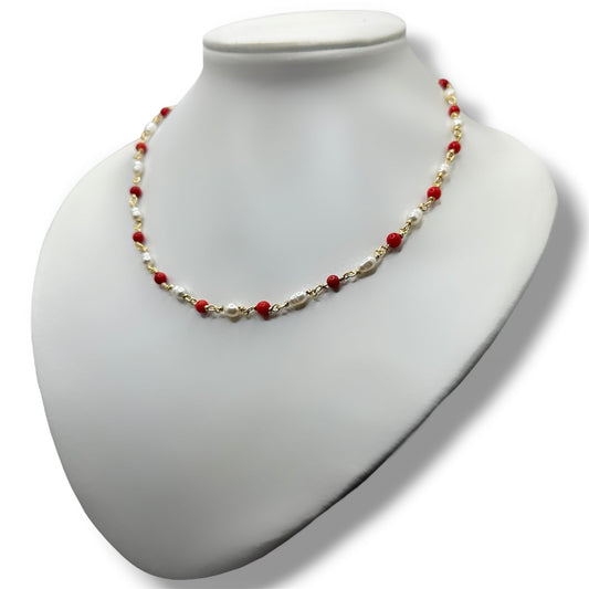 Collier - Bianca x Corail Bambou & Perles de Culture