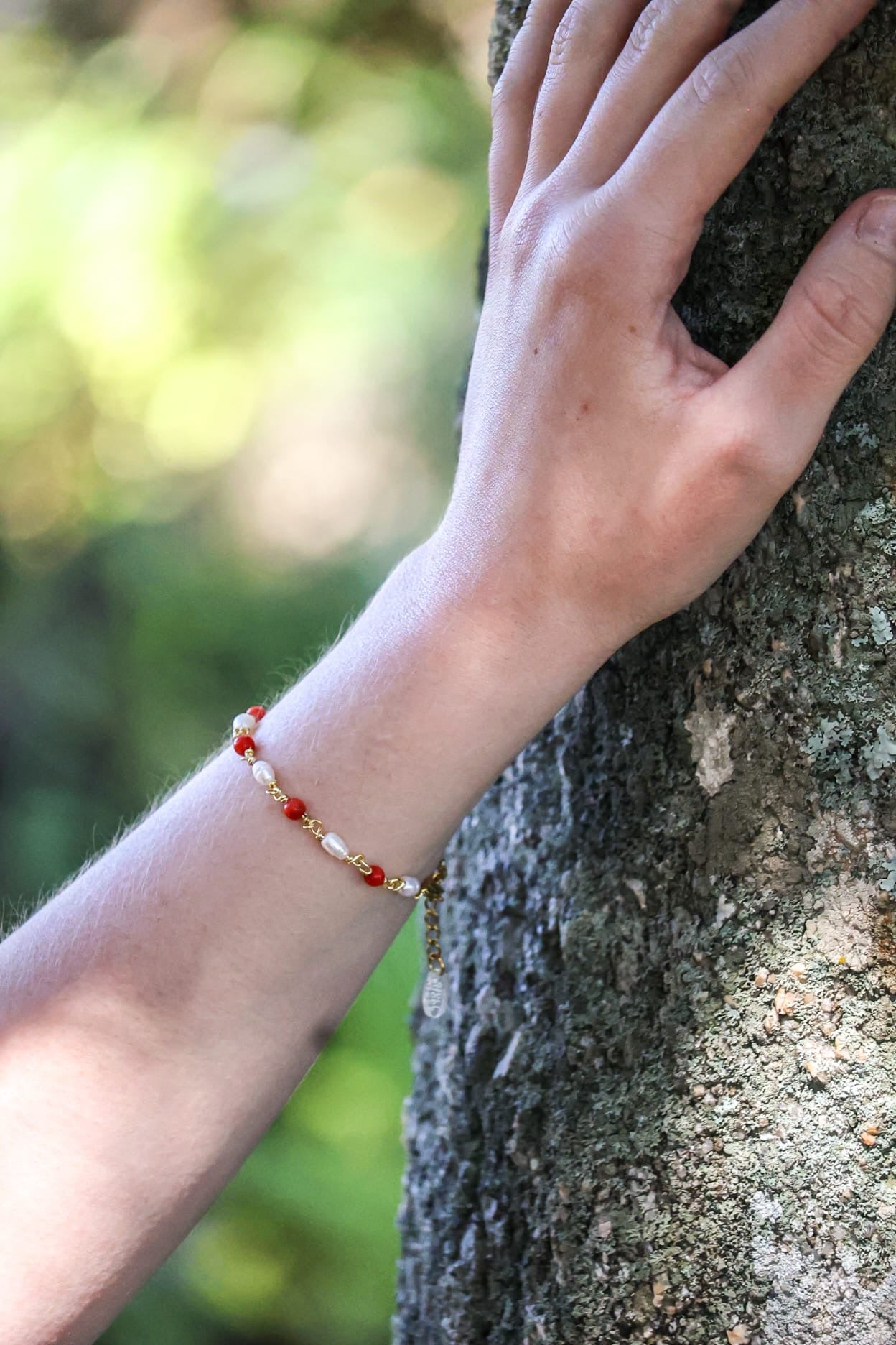 Bracelet - Bianca x Corail Bambou & Perles de Culture