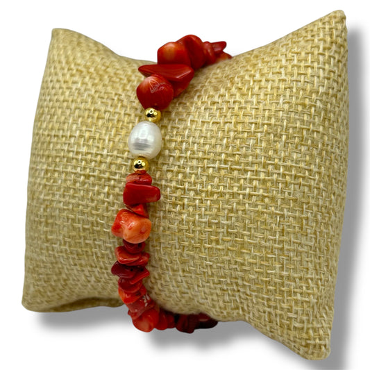 Bracelet - Davia x Corail Bambou & Perles de Culture