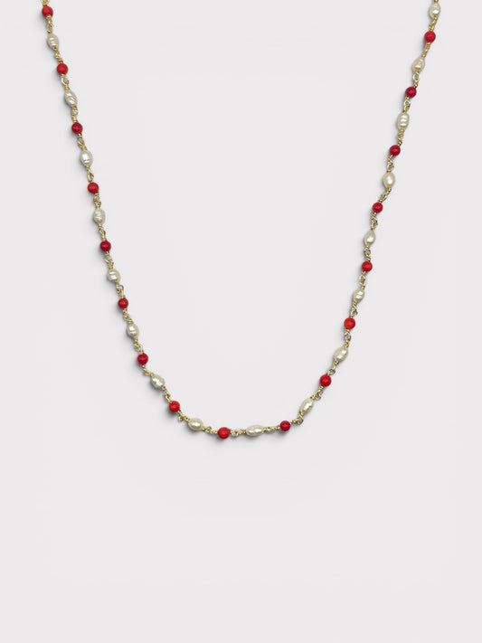 Collier - Bianca x Corail Bambou & Perles de Culture