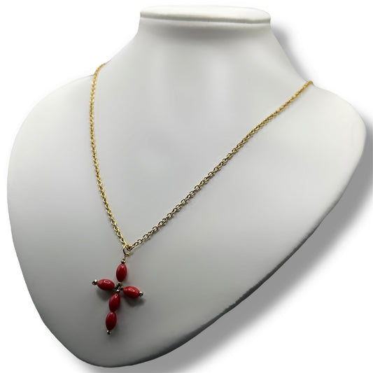 Collier - Santa x Croix Corail Bambou
