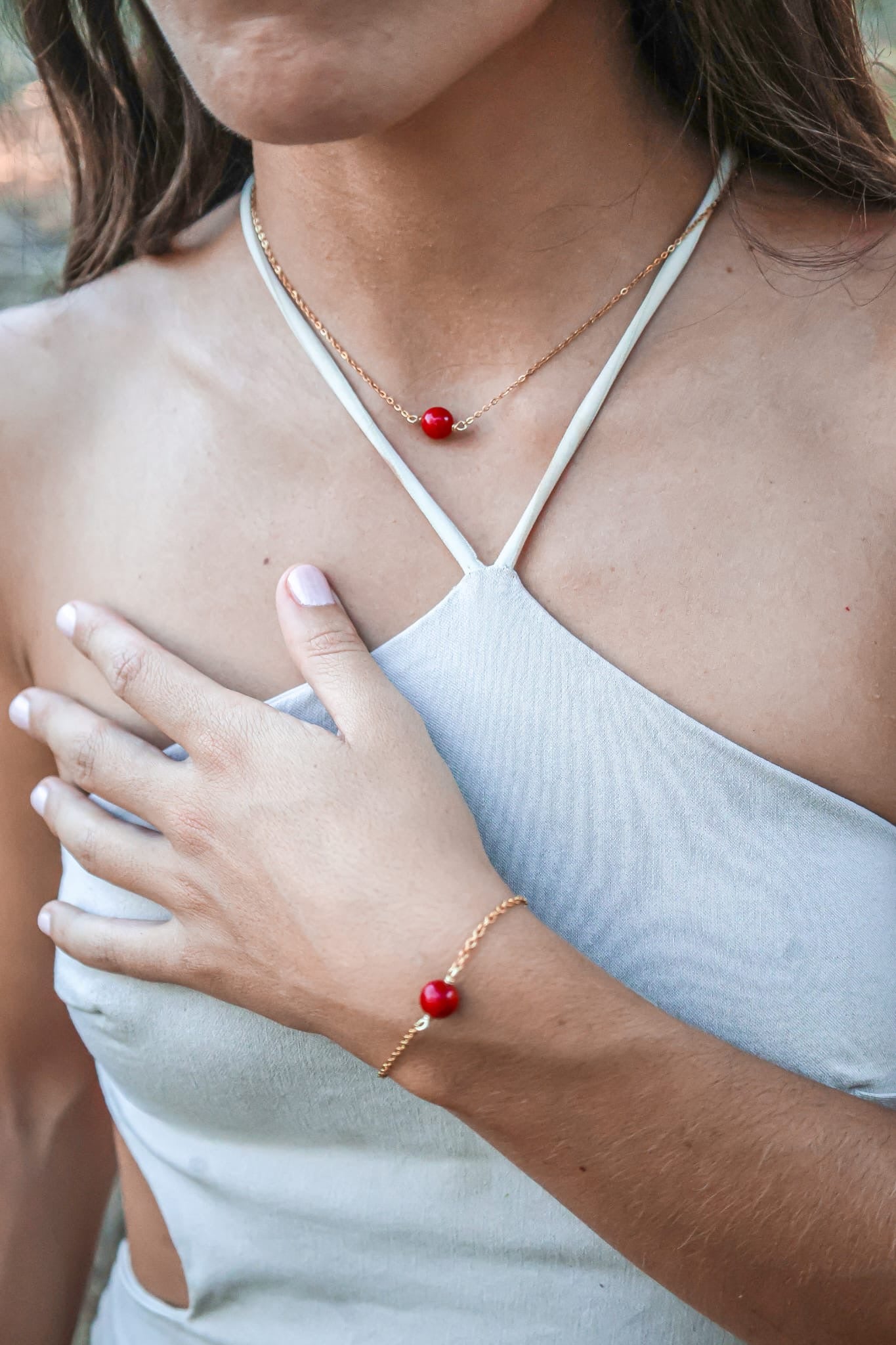 Collier - Aléna x Perle de Corail Bambou