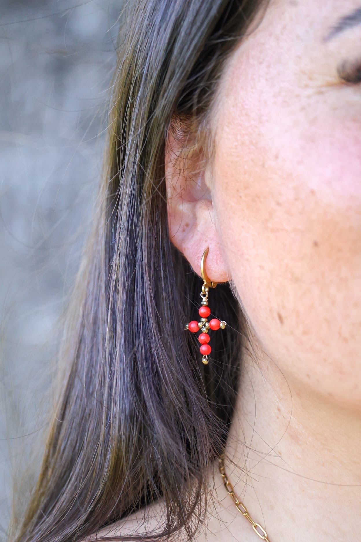Boucles d’oreilles - Santa x Corail Bambou