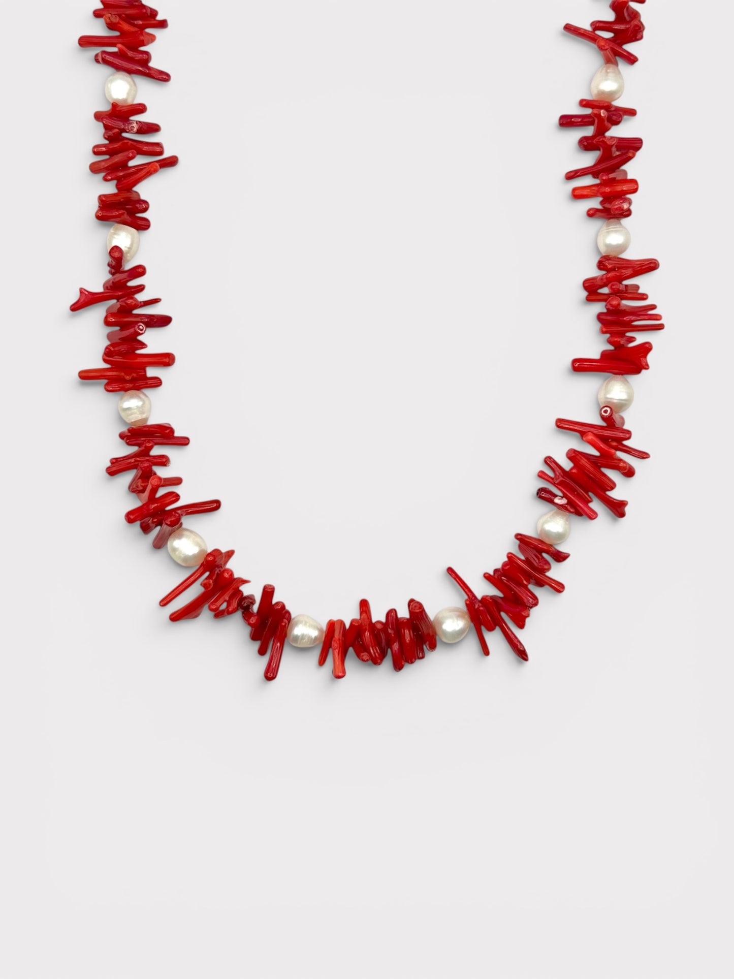Collier - Adalina x Corail Bambou & Perles de Culture