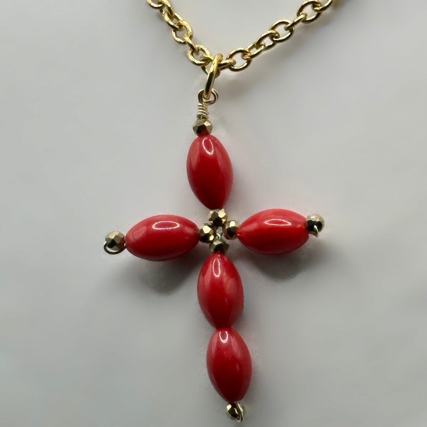 Collier - Santa x Croix Corail Bambou