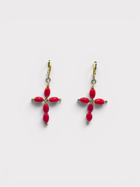 Boucles d’oreilles - Santa x Corail Bambou