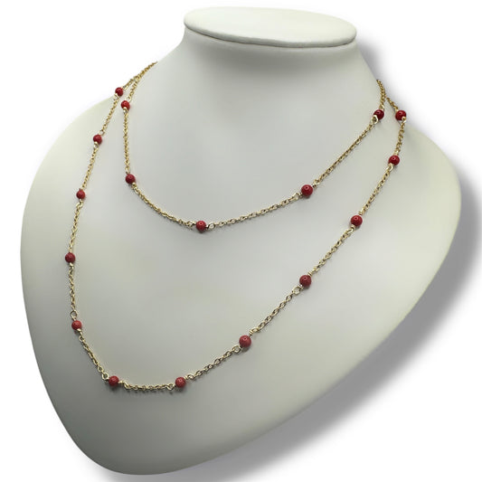 Collier - Stella Double x Corail Bambou