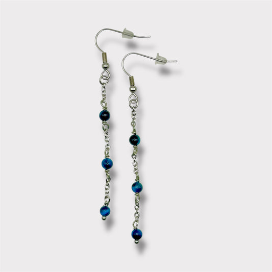 Boucles d’oreilles - Letizia x Œil de Tigre Bleu